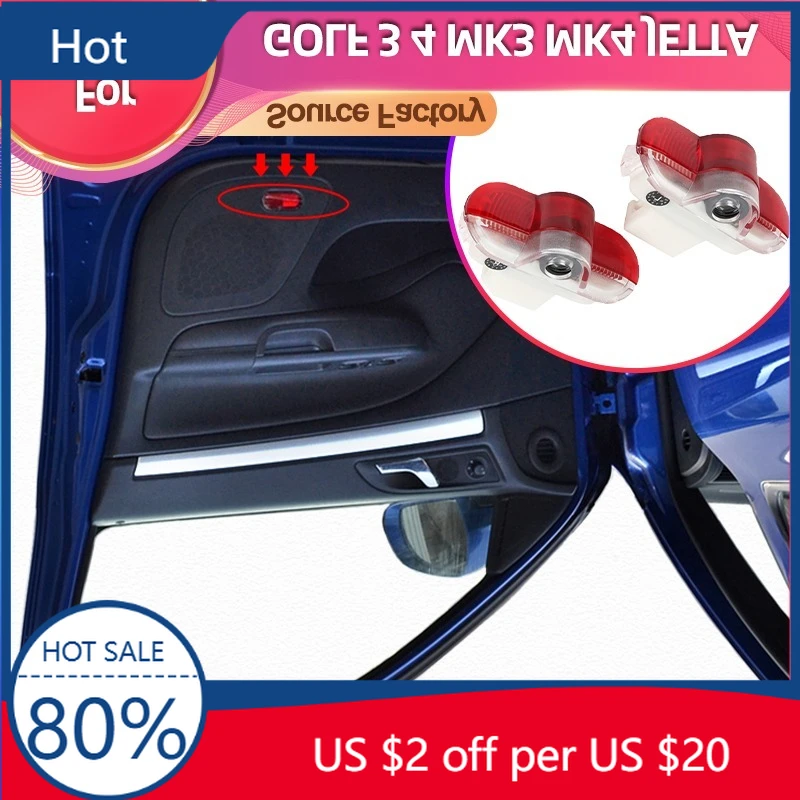 

2026 Новинка для VOLKSWAGEN VW Подстаканники 2 шт. Для Volkswagen VW GOLF 3 4 MK3 MK4 Jetta Beetle Bora Caddy Touran Светодиодные дверные призраки автомобиля