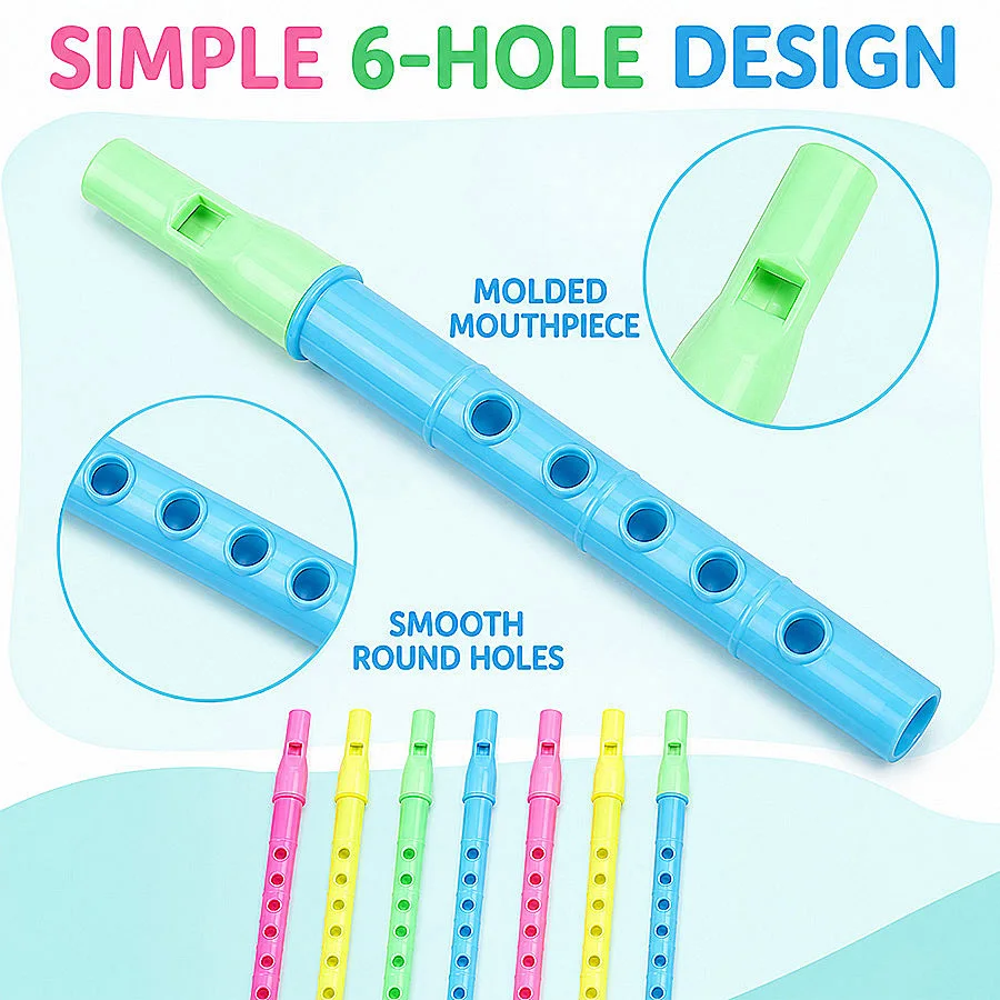 10/30pcs Random Color 6-Hole Plastic Flute, Detachable Piccolo Musical Instrument for Party Favors Gifts