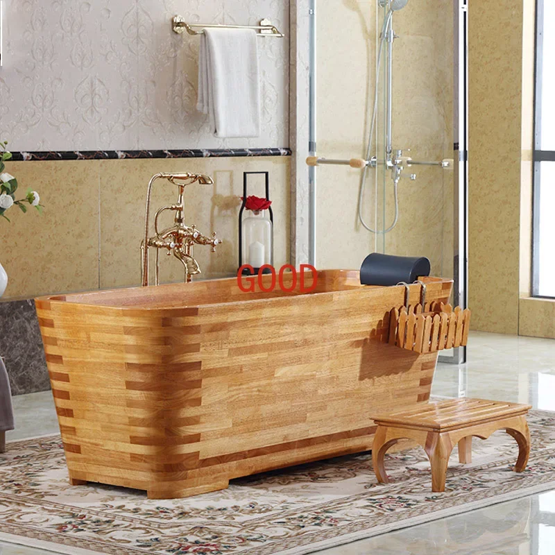 

Personal Household Bathtub Beautiful Insulation Faucet Wooden Bathtub Fumigation Comfortable Banheira Adulto Furniture CY50YT