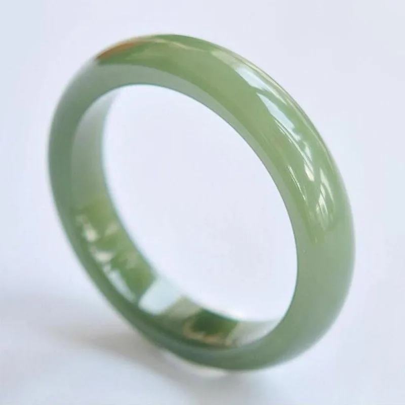 

Hetian Jade Lake Water Green Bracelet Outer Mask Material Medium Wide Bracelet Women's Model