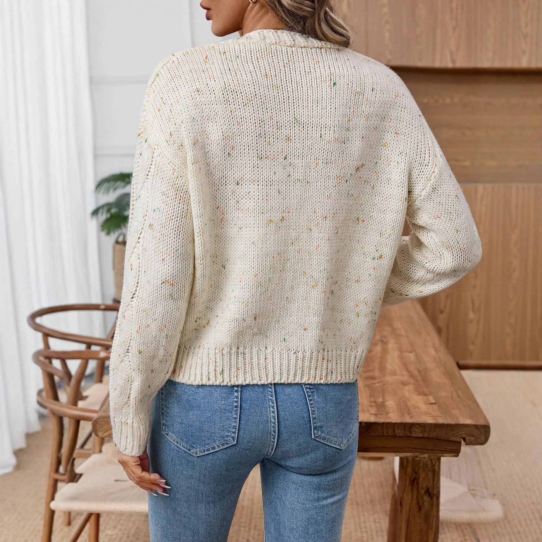 Cardigan Women 2025 Sweater Casual Colorful Dot long-sleeved Button Autumn Thick Thread Thin Knitted Sweaters women's Clothing