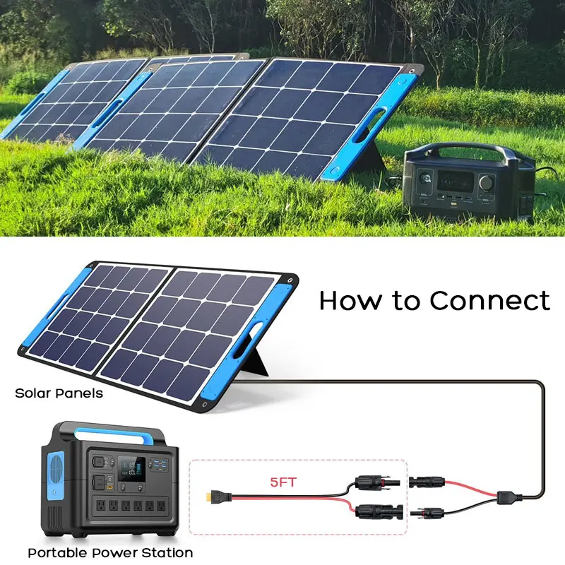 12AWG 1.5m/5Ft Solar Panel Connector to XT60 Cable for ALLPOWERS R600 S2000 Ecoflow River Delta Bluetti Solar Generator etc.