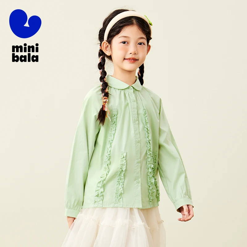 

Mini Bala Blouse for Girls Pure Cotton 2024 Autumn New Product Frilly Foreign Style Trendy Comfortable Shirt