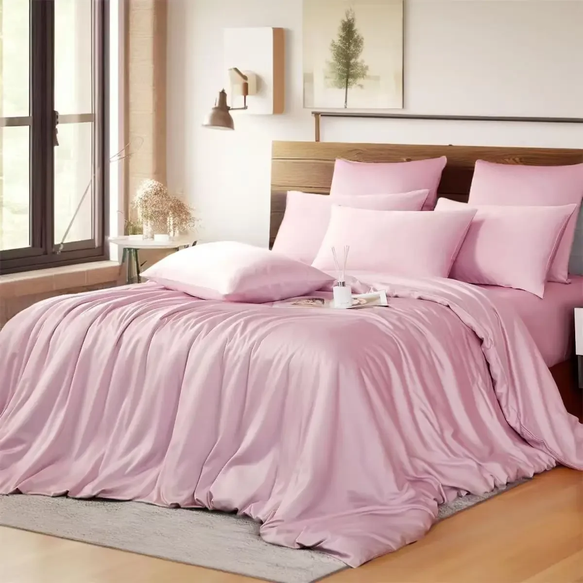 100% Bamboo Fibre Bedding Set Twin Queen King Size Duvet Cover Pillowcase Summer Solid Color Antibacterial Cooling Quilt Cover