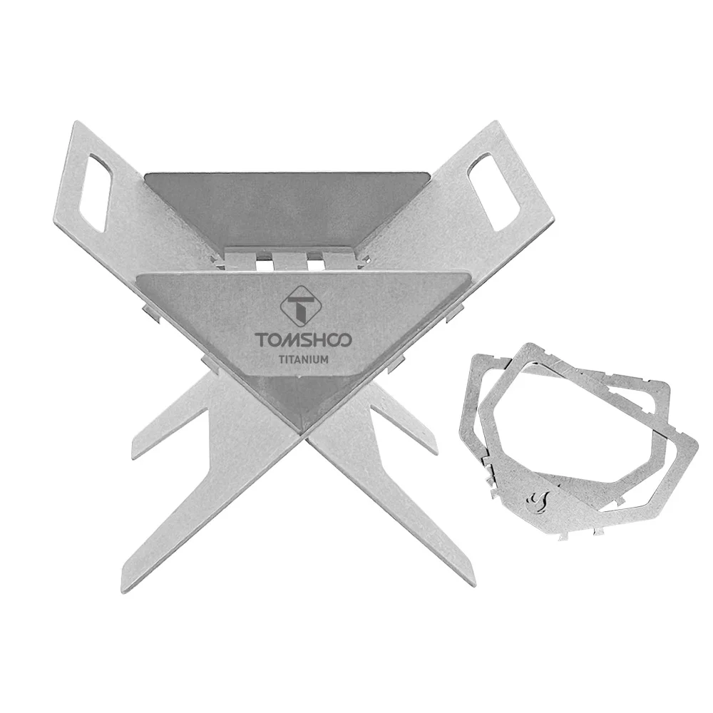 Tomshoo Mini Folding Stove Titanium Alloy Portable Lightweight for Wood Burning and Aromatherapy Stove Outdoor Cool Camping Gear