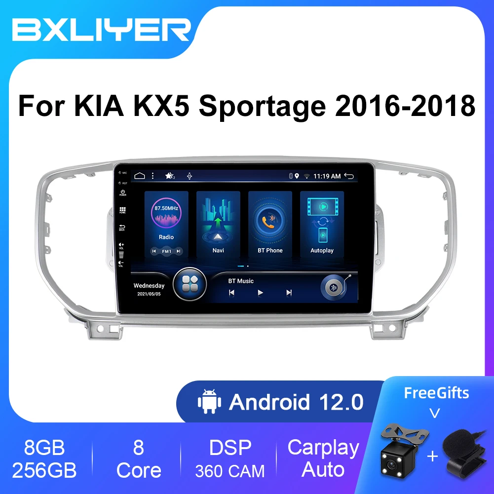 8+256G Android 12 Auto 2 din for KIA 4 KX5 Sportage 2016-2018 Car Radio Multimedia Carplay GPS Navigation Multimedia Stereo