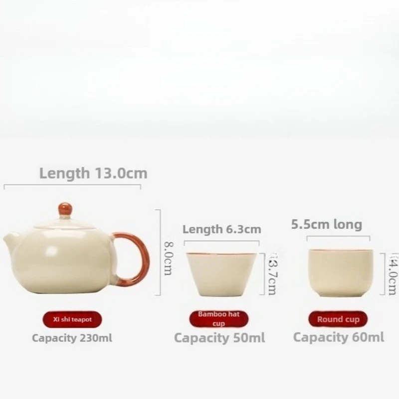 طقم شاي للسفر من الخيزران الغني بفرن رو من السيراميك الصيني، طقم شاي هدية لإبريق الكونغ فو للشركات #6