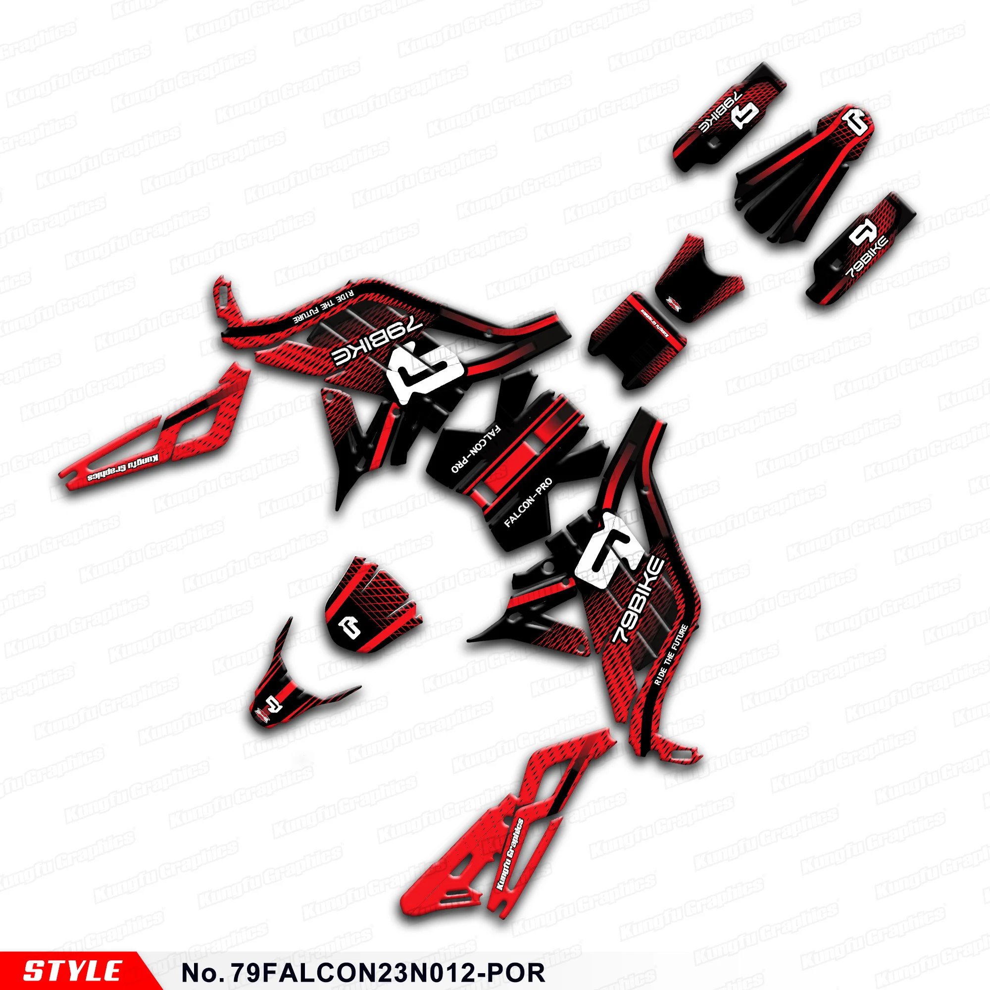 JY RACING Motorcycle Graphic Stickers Complete for Electric Dirt Bike 79BIKE Falcon Pro 79 Bike, Shield, 79FALCON23N012-POR