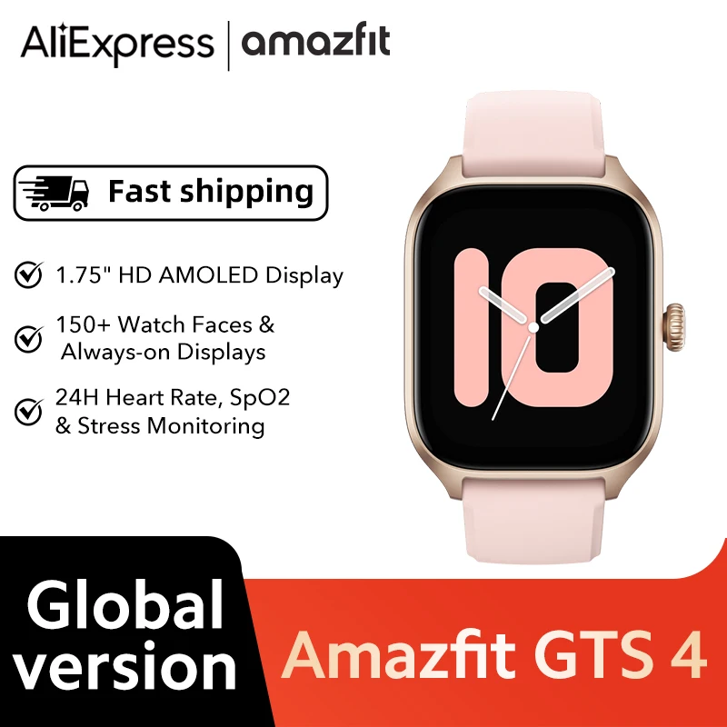 

В наличии Amazfit GTS 4 1,75-дюймовый AMOLED-дисплей Смарт-часы Alexa 150 Спортивные режимы Срок службы батареи 12 дней с Android и iOS Telef