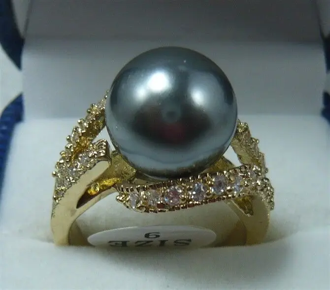 Fashion Women's 12mm South Sea Shell Pearl Jewelry Ring Size 6 7 8 9 k04