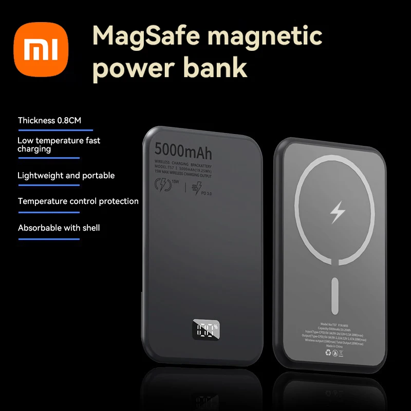 Xiaomi 50000mAh Thin Magnetic Wireless Power Bank PD20W Fast Charging Portable External Battery for Magsafe For iPhone