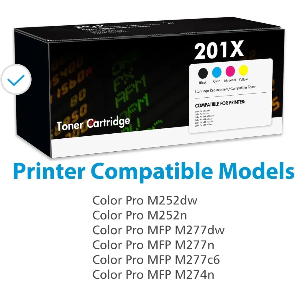 201X 201A Toner Cartridges 4 Pack High Yield Compatible for CF400X CF401X CF402X CF403X Toner for Color Laser Pro MFP