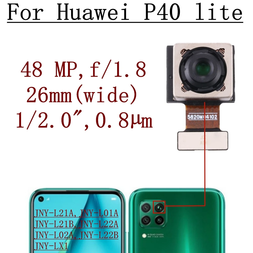 Caméra arrière pour Huawei P40 Lite P40lite JNY-L21A-L01A-L21B-L22A-L02A-L22B avant Selfie Macro face arrière principale caméra Flex pièces