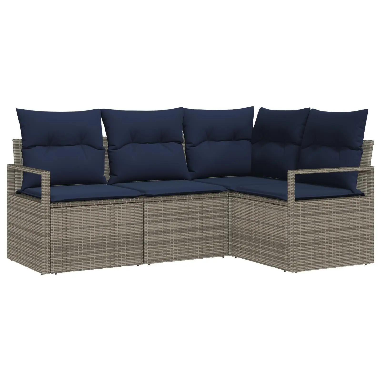 

Light Grey Poly Rattan 4 Piece Garden Sofa Set with Cushions Outdoor Patio Furniture