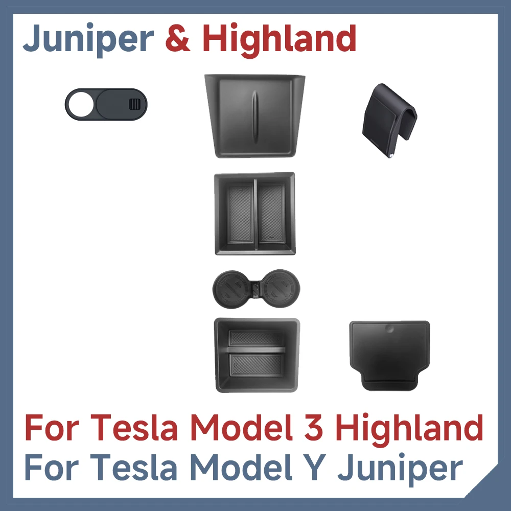 Storage Box for Tesla Model Y Juniper Accessories for Tesla Model 3 Highland Accessories Center Console Trays Cup Holder