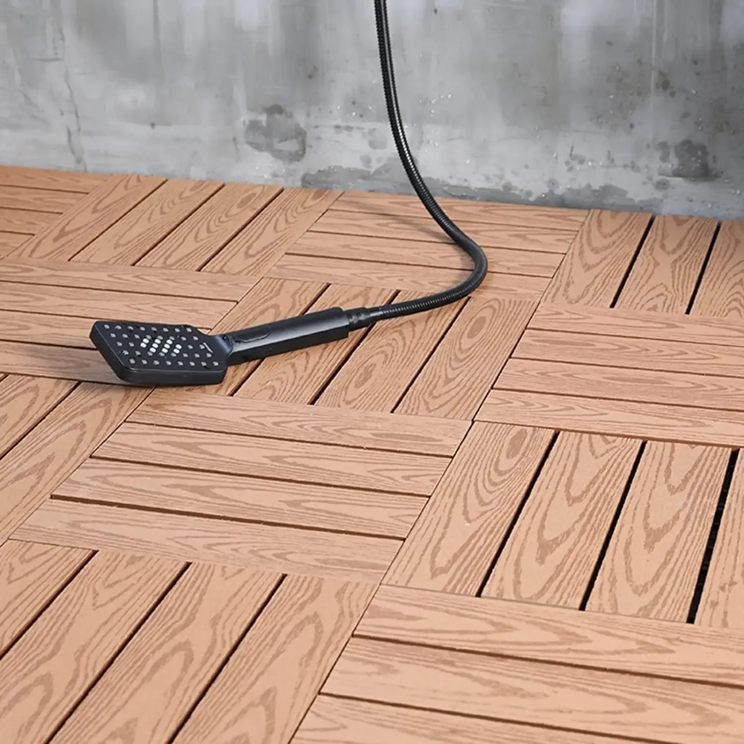 LNNNW Drainage Anti-Slip Mat, Garden Balcony Floor Wood Plastic Interlocking Deck Tiles, 11.8x11.8in for Bathroom Patio Wet Area