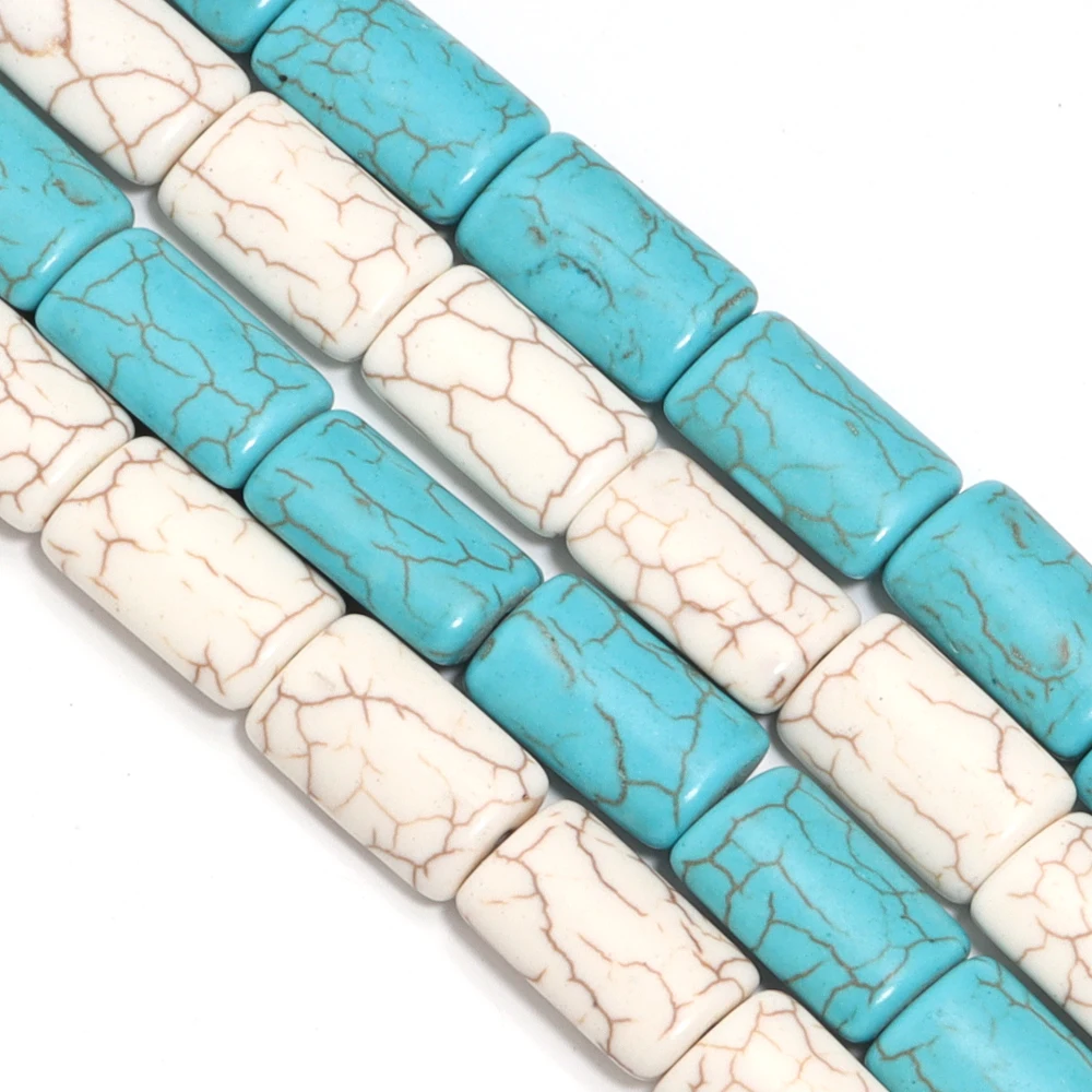 1 Strand Rectangle Turquoise Beads White Blue Color Natural Stone Beads For Jewelry Making DIY Necklace Bracelet Accessories