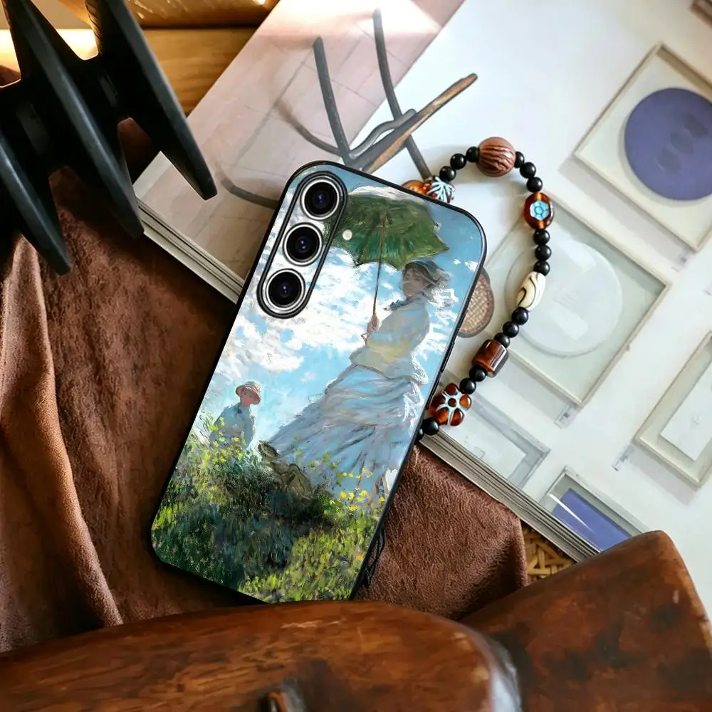 Claude Monet Artistic Inspiration Painting  Phone Case For Samsung Galaxy S26 S25 S24 S23 S22 S21 Plus Ultra Fold A Soft Black