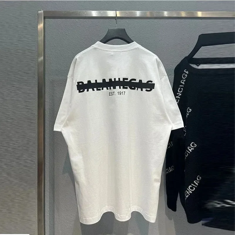 Luxury Brand Balaniegas Letter Printing Short Sleeve Summer T-shirt Men Tee Women Round Neck Cotton Tops Y2k Streetwear Clothing