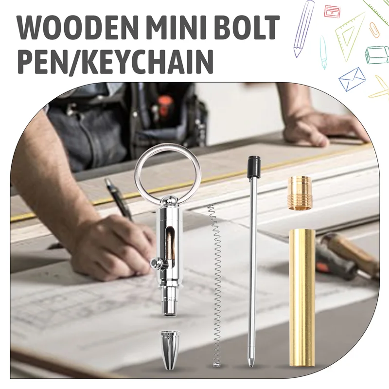 AWAH Wood Woodturning Ballpoint Kit Mini Bolt Pen/Keychain For Men Gift Turning Pen Kits