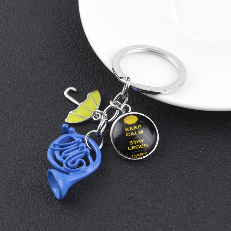 Movie Himym Keychain How I Met Your Mother Keyrings Yellow Umbrella Blue French Horn Pendant Keychain