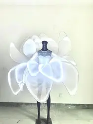 White Flower Costume with LED Light openning dance  Women Dancer Show Club Dress Celebrate  Party Show Wear