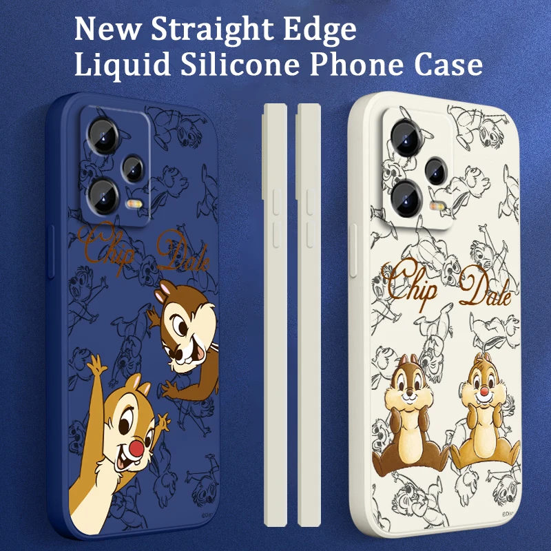 

Chip -n-Dale Cartoon Liquid Left Rope For Xiaomi Redmi Note 13 12 12S 12R 11 11T 11S 10 10S Pro Plus 5G Cover Phone Case