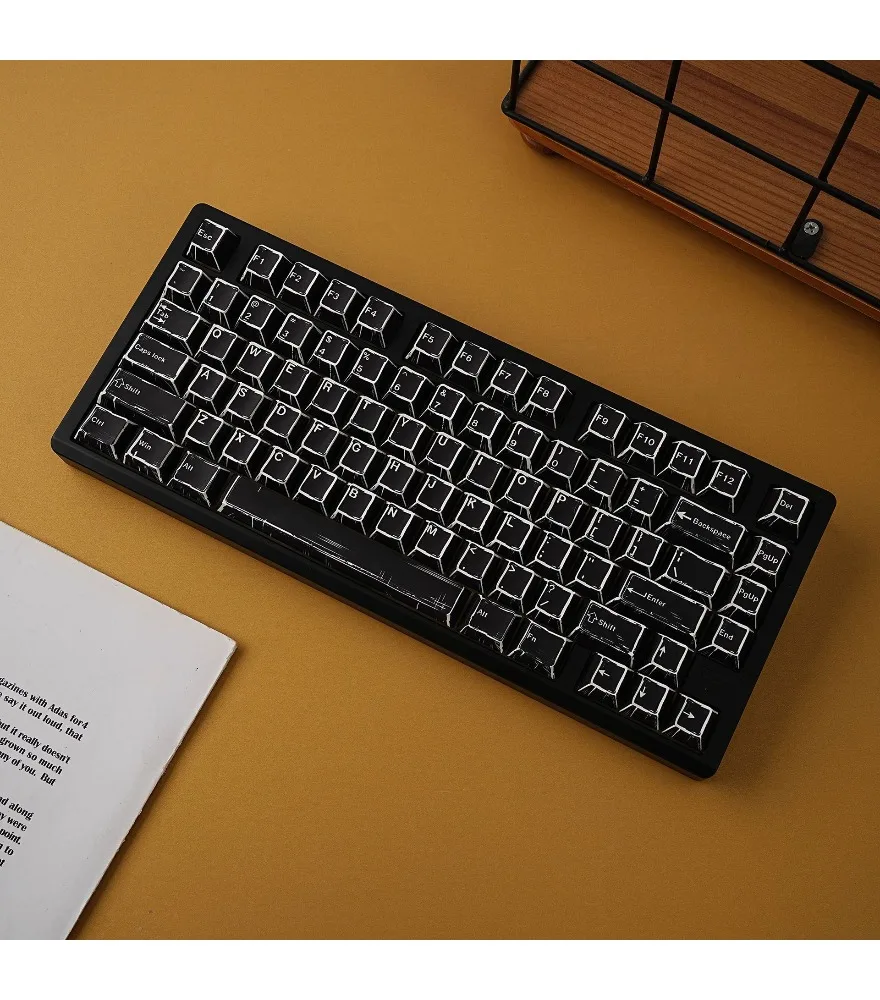 Keycaps Korean Russian German Western Grammar Arabic Comics Black Double Engraved Transparent Pbt Original Full Set