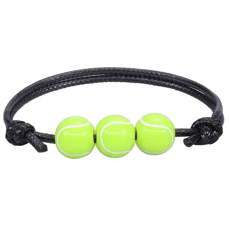 New Basketball Baseball Bracelet Wax Line Woven Tennis Rugby Bracelet Boys Girls Sports Jewelry BR1001