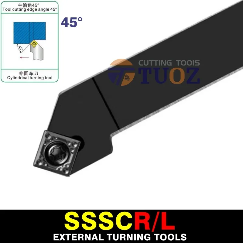 TUOZ External Turning Tool SSSCR SSSCL 1212H09 1616H09 45° SSSCR1212H09 12MM 16MM CNC Turning Lathe Tool Holder for SCMT Inserts