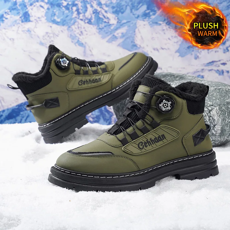 Men's Fleece-Lined Warm High-Top Boots, Stylish and Versatile, with Flexible Soles, Suitable for Outdoor Activities, Extreme Cold, and Snowy Conditions