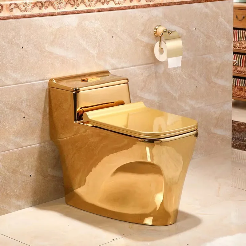 Custom electroplated toilet gold toilet ceramic bathroom export foreign trade floor conjoined toilet