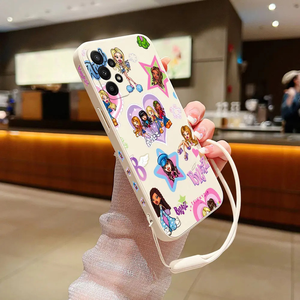 Cute Girl Bratzs Doll Case For Samsung A54 A34 A73 A53 A33 A23 A14 A13 A03 A04 A72 A52 A32 A22 A12 A71 A51 4G 5G With Hand Strap