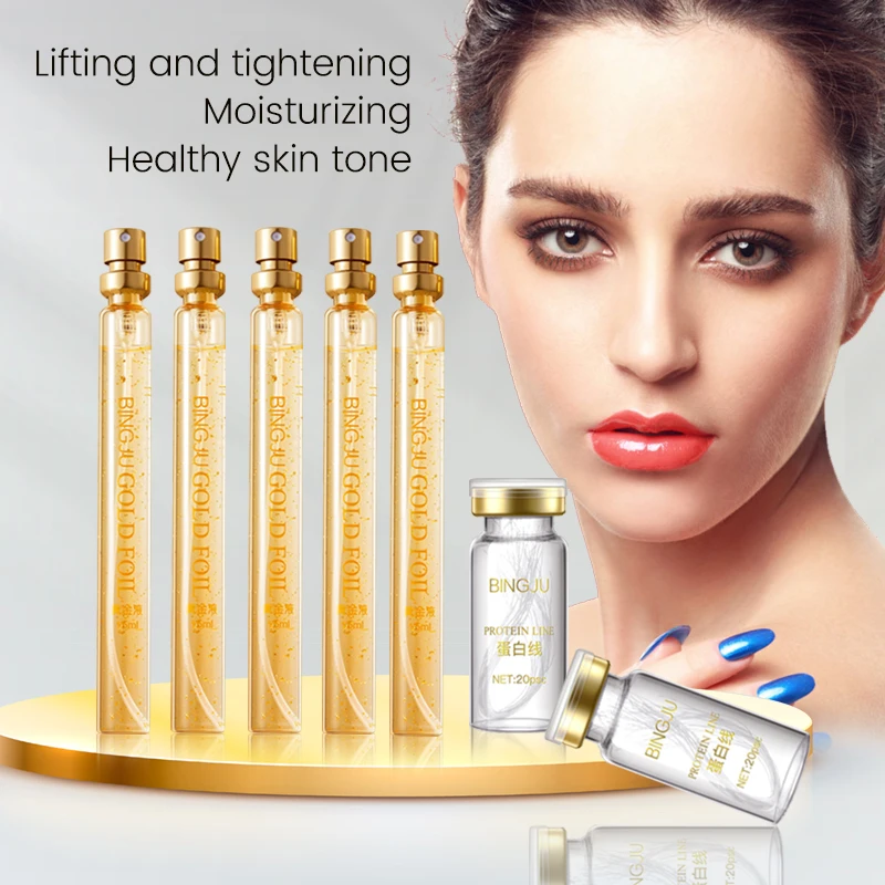 Anti-aging Facial Tensioners Threads Lifting Set Active Colagen Gold Liquid Absorbable Original Protein Thread Serum