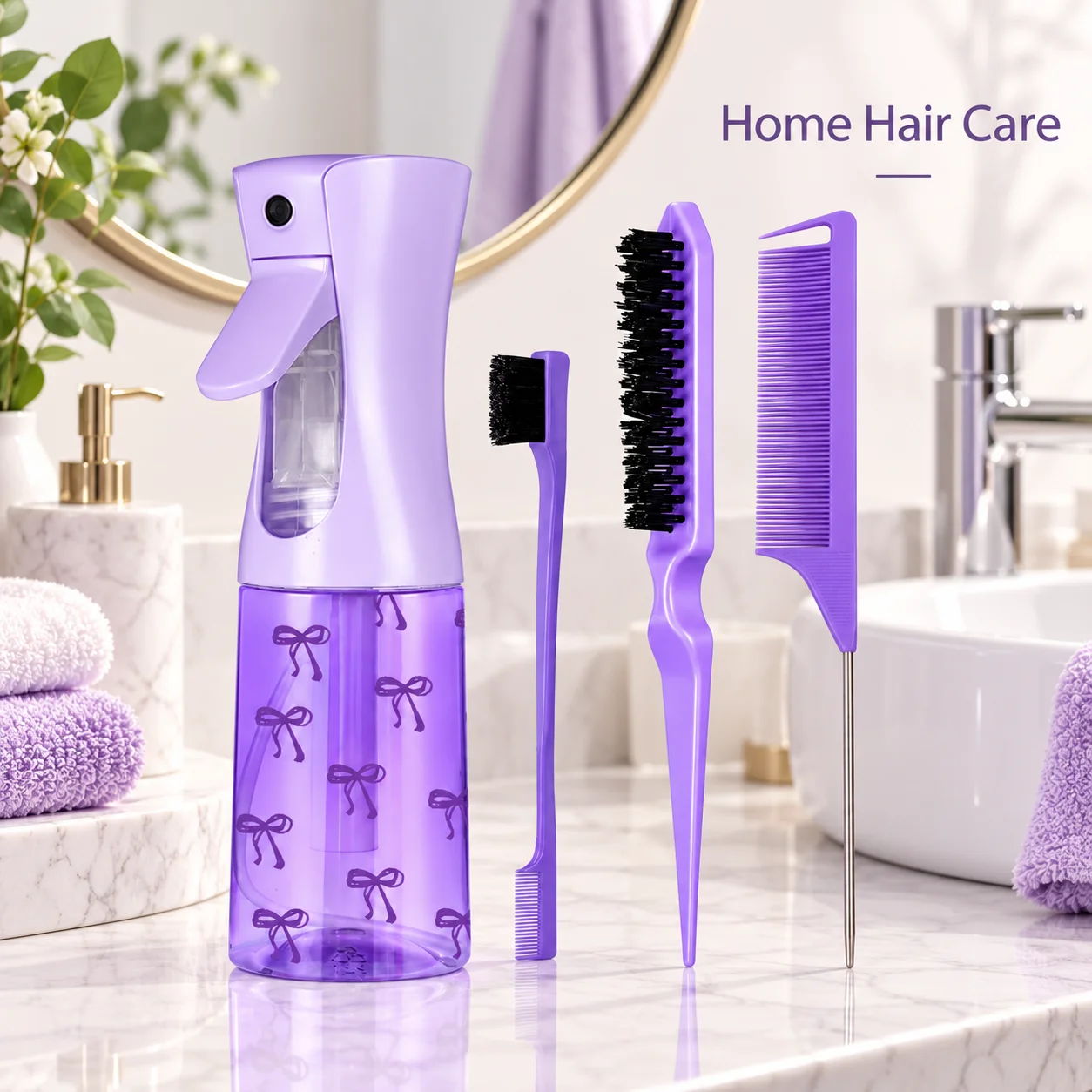 Hair Spray Bottle Set Portable Hair Tools Smooth Styling Comb Kit With Teasing Brush Tail Comb For Salon Home Beauty Travel Use