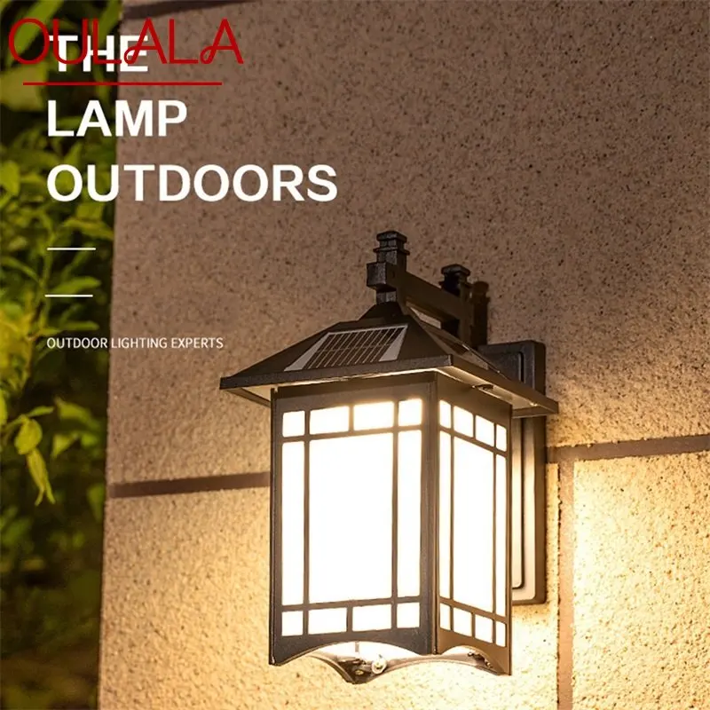 

OULALA Solar Outdoor Wall Lamp Classical Light Remote Control LED Sconces Waterproof for Home