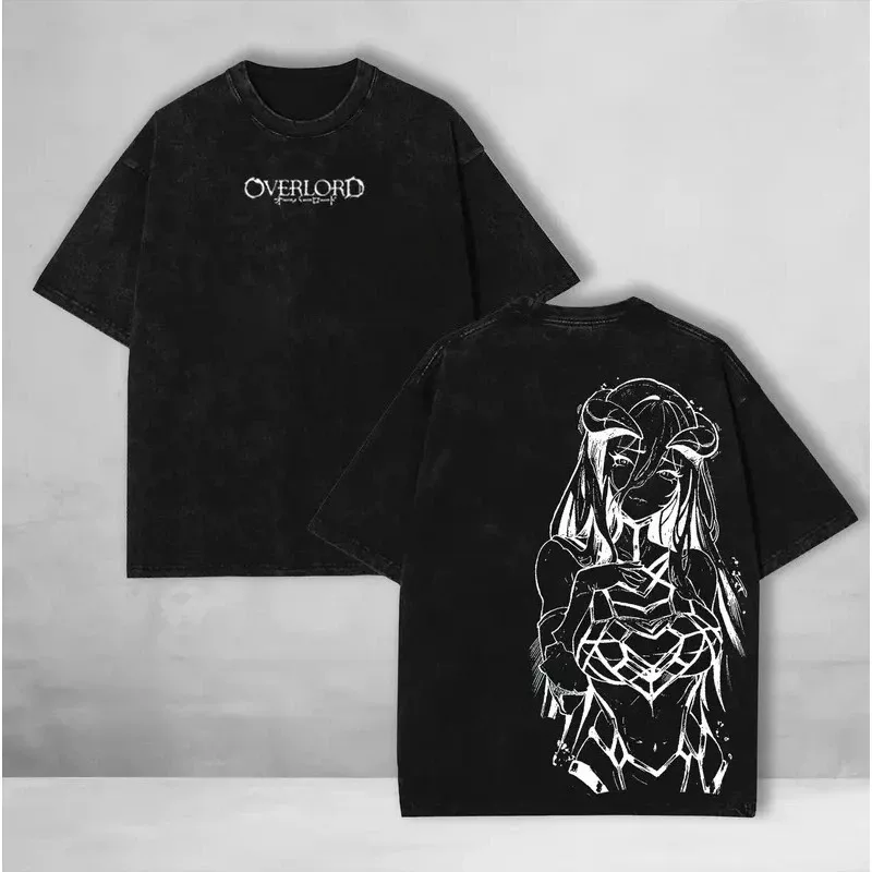 

Albedo Printed Tee Anime Overlord Clothing Men Women Vintage Washed hot product Tshirts Short Sleeve Tshirt Washed Vintage Loose