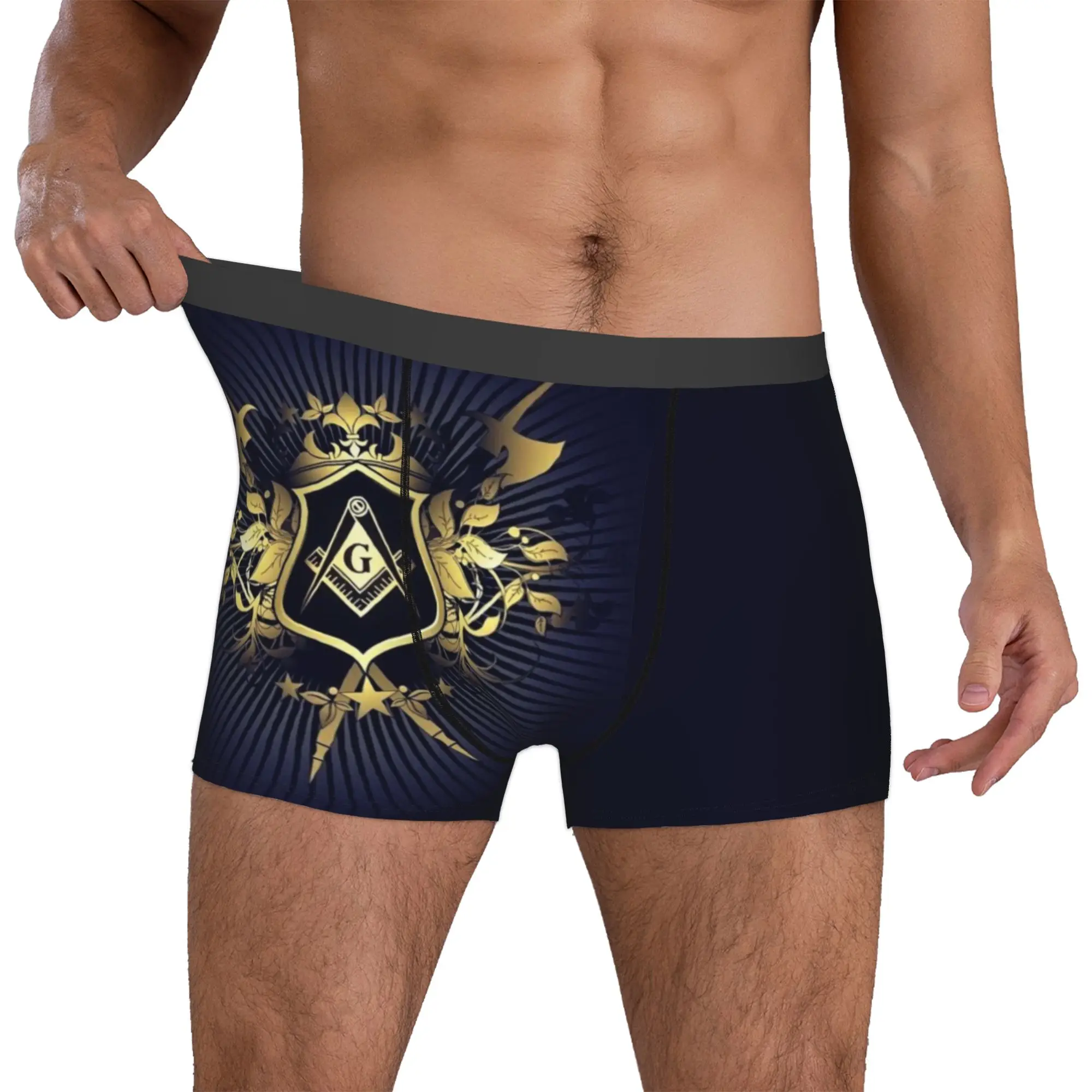 Freemasonry Underwear Male Printed Masonic Mason Boxer Briefs Shorts Panties Soft Underpants