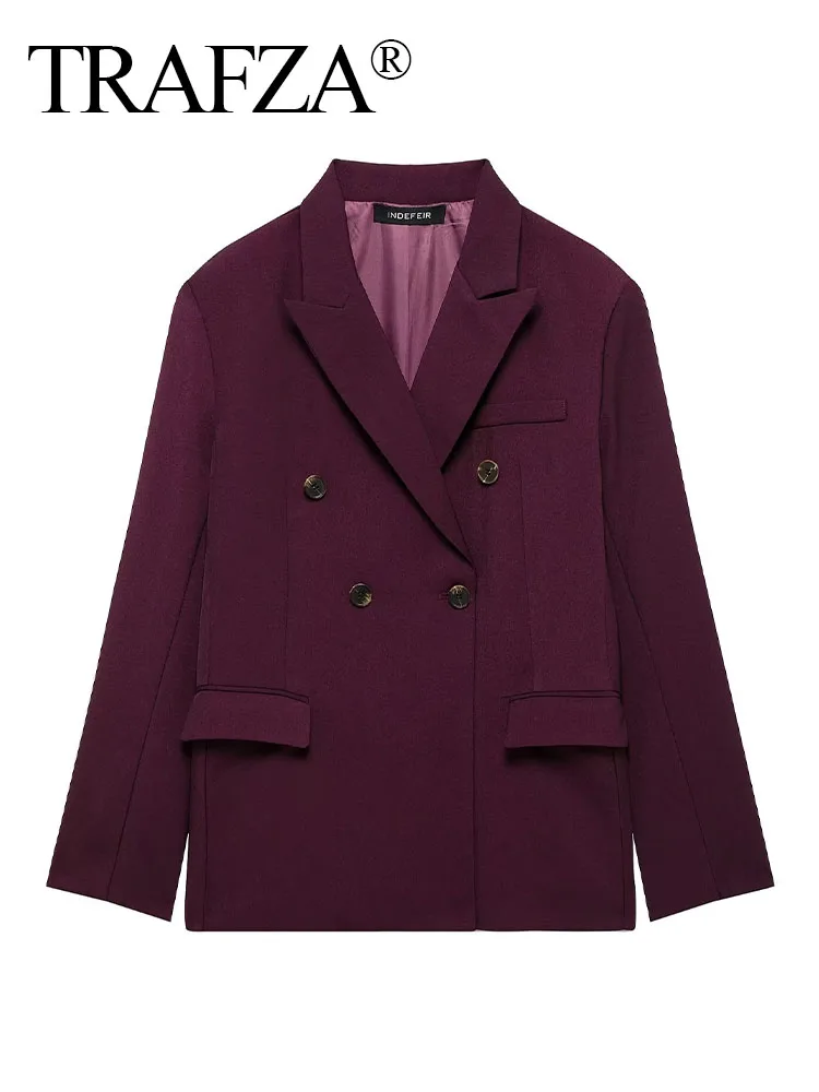 

TRAFZA 2023, весенний женский новый модный двубортный красный пиджак с лацканами и якорем, женский элегантный повседневный пиджак с длинными рукавами