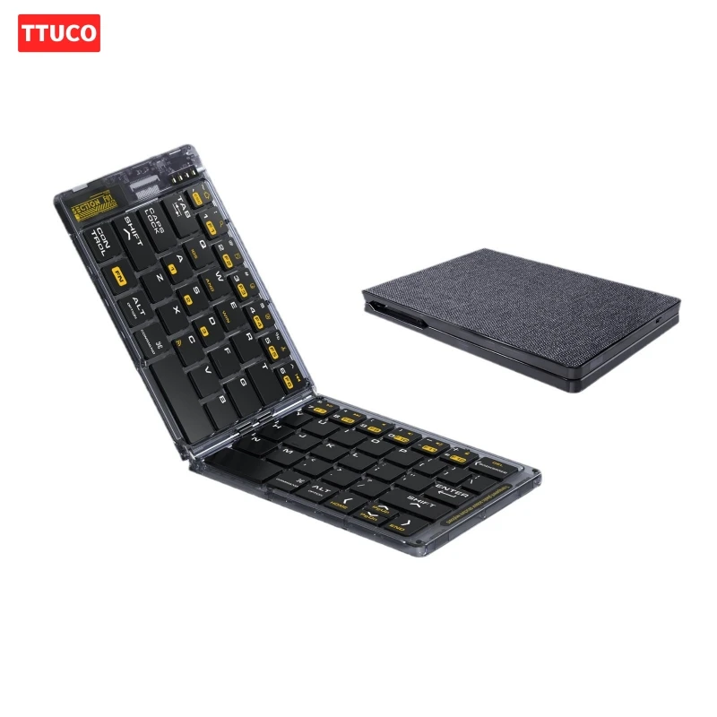 

Portable wireless Bluetooth folding keyboard with 65 keys suitable for iPad laptops tablets small keyboards