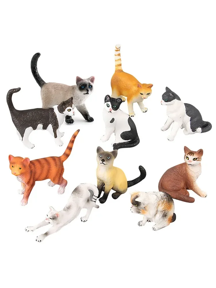 Figurine de chat Animal simulé, modèle mignon, chaton noir et blanc, jouet, ornement de bureau, fée, décoration de maison et de bureau