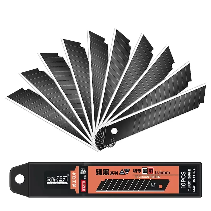 10/100 قطعة الكربون الصلب استبدال سكّين متعدّد الاستخدامات شفرة 100 مللي متر * 18 مللي متر الأسود لتقوم بها بنفسك أداة نحت شفرات لمحطة مكتب الطالب #6