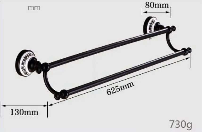Afbeelding 6: Rek Handdoekenrek Zwart Dubbele Bar Handdoekenrek Koperen Muur Opknoping Handdoekenrek Badkamer Keuken Handdoeken Opslag Houder Handdoek Bar Towe