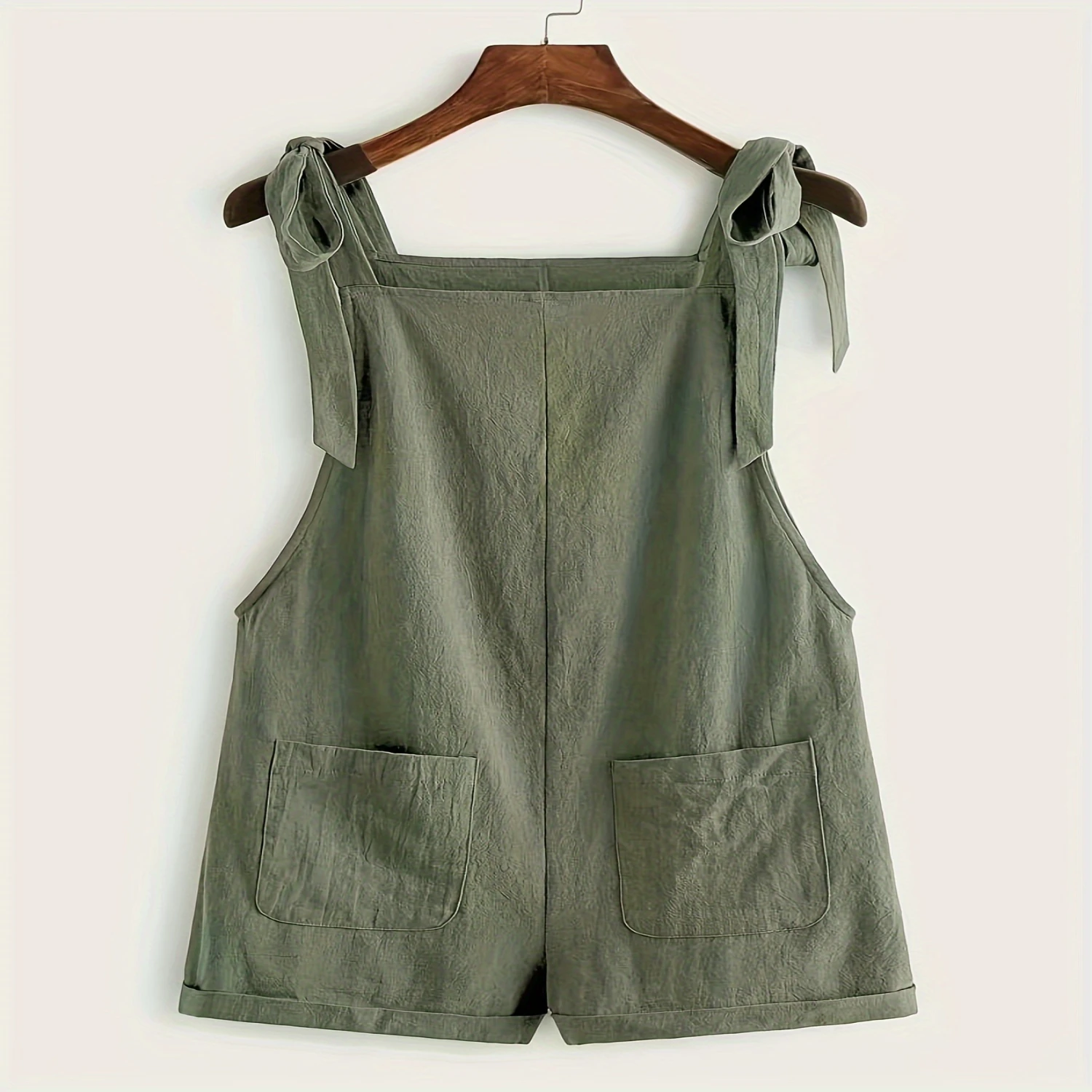 

Chic Tie-Shoulder Jumpsuit with Pockets - Versatile & Comfy Womens Spring/Summer Overall