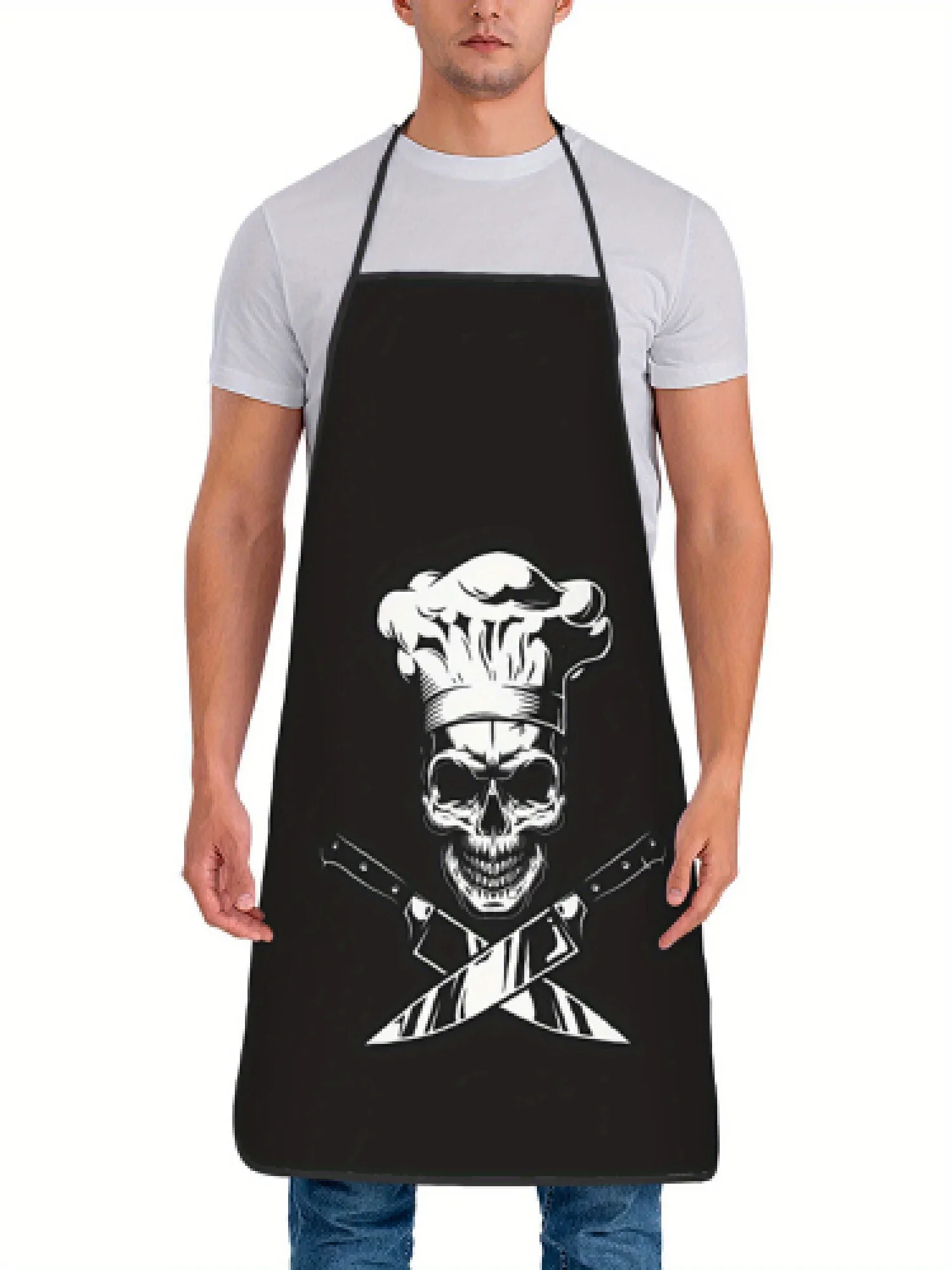 Funny Skull Chef Apron Cooking Apron Kitchen Apron Gift for Bakers BBQ Grill Master Costume Wear