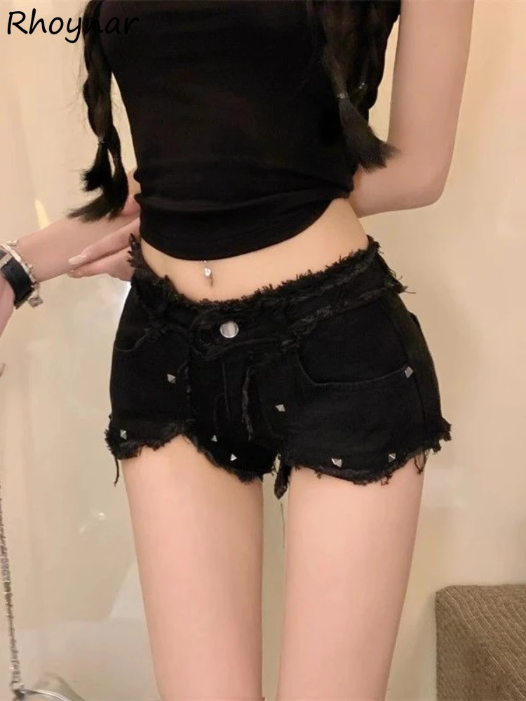 

Джинсовые шорты женские с высокой талией, черные прямые весенние сексуальные шорты в американском стиле, модный винтажный универсальный дизайн, повседневная уличная одежда для девочек