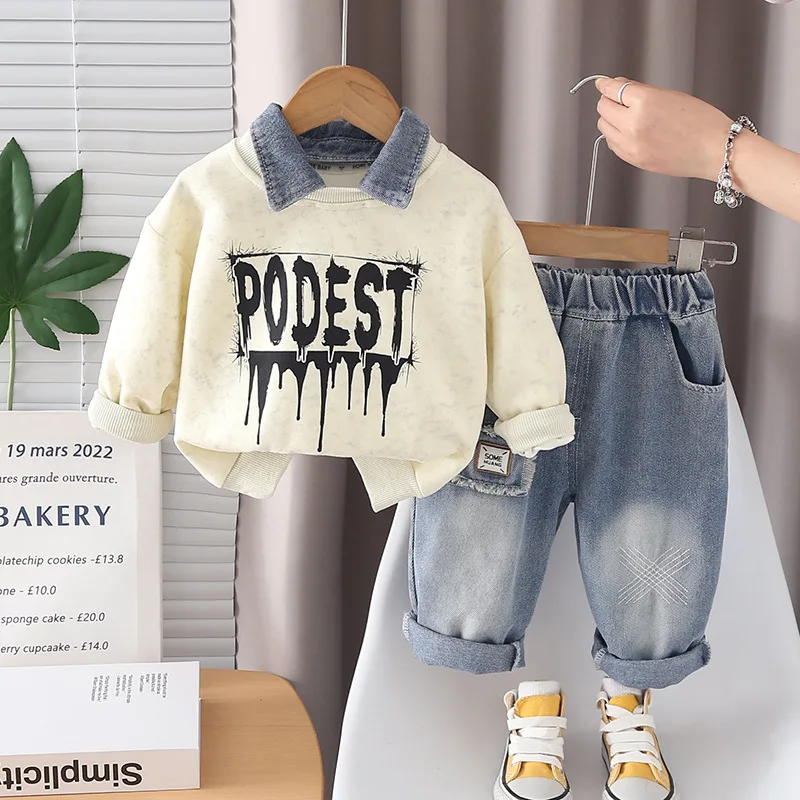 toddler-spring-clothes-kids-fashion-outfits-2026-new-baby-boys-fake-denim-collar-drip-print-sweatshirt-and-jeans-children's-suit