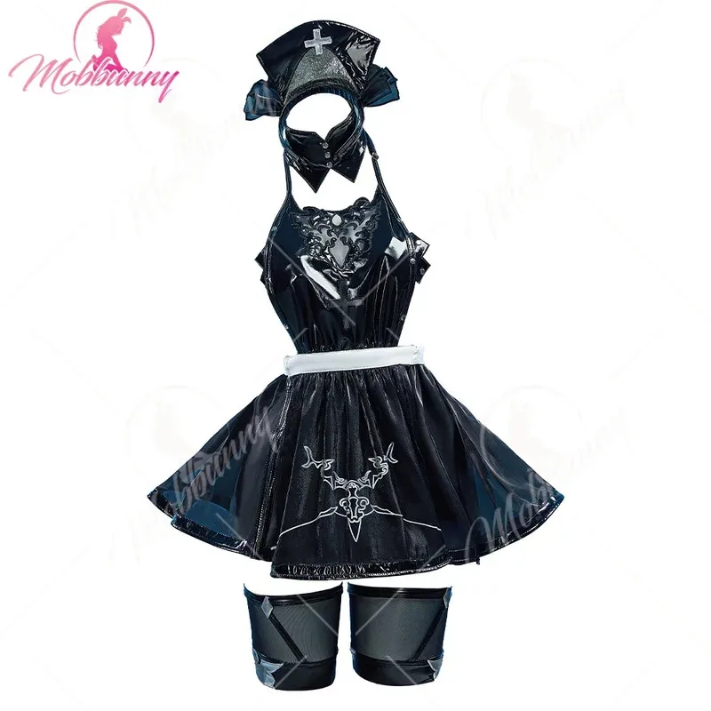 

MOBBUNNY женское сексуальное женское белье 2B, костюм горничной, платье с лямкой на шее и открытой спиной, комплект