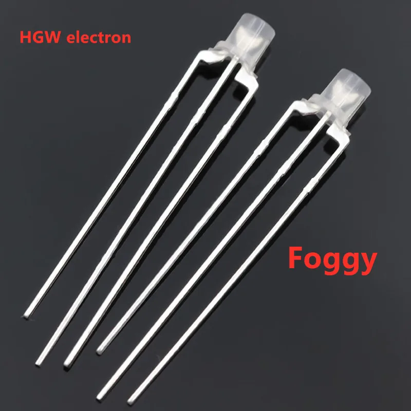 100PCS 3mm flat  led 3-PIN bicolor DIP LED  RED/Blue/Yellow/GREEN Transparent/diffused Common Anode cathode LED F3 Double color