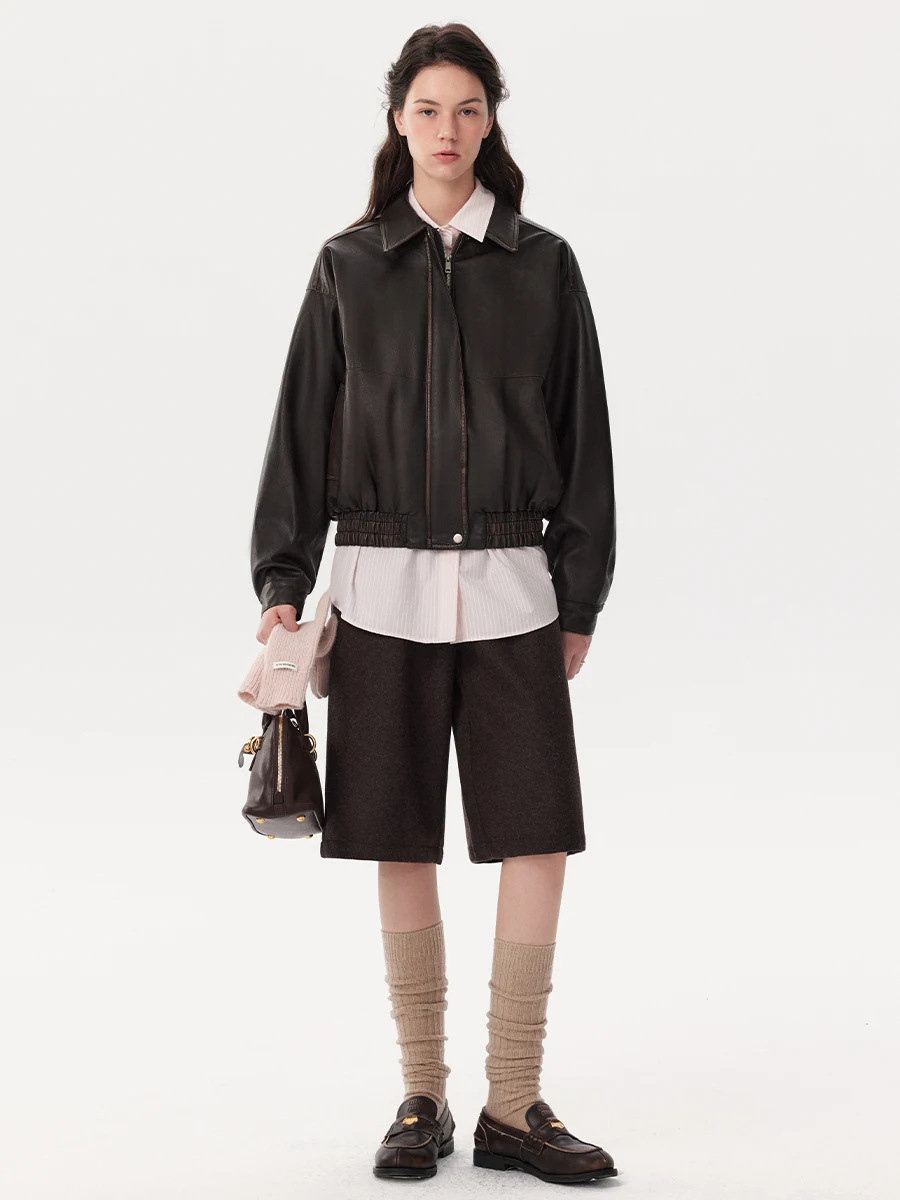 Retro Amerikanische Distressed-Optik PU-Lederjacke Umweltfreundliche Outdoor-Bekleidung für Jugendliche